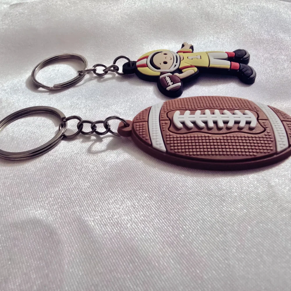 Football & Quarterback Keychain Set‎ - Brown, Yellow, Red, Black, White
